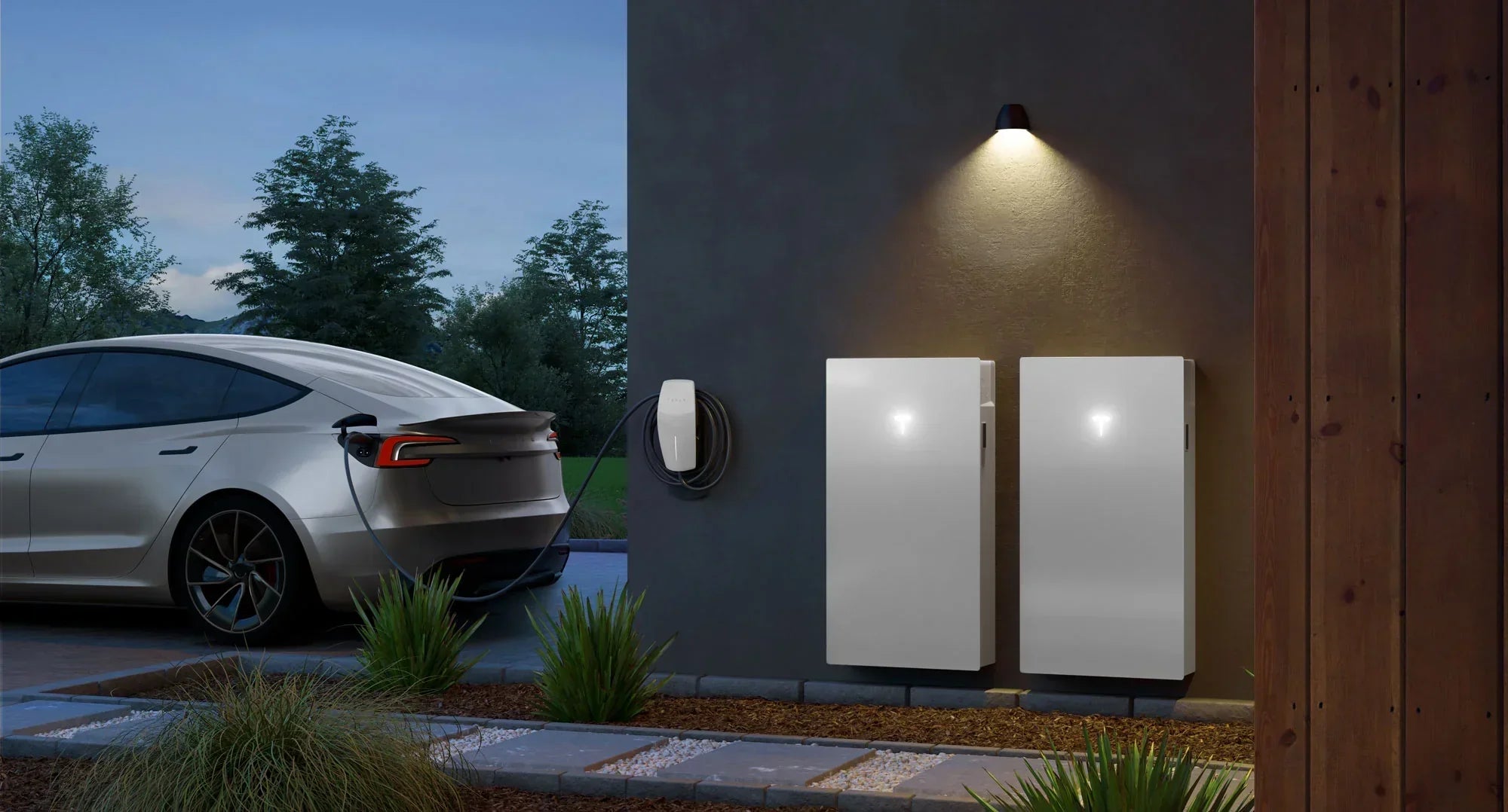 Tesla Powerwall 3 Heimspeicher an der Hauswand